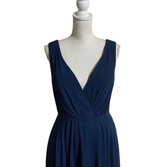 A-line V-Neck Floor-Length Chiffon Evening Dress Medium Sleeveless Maxi Formal - Picture 5 of 11